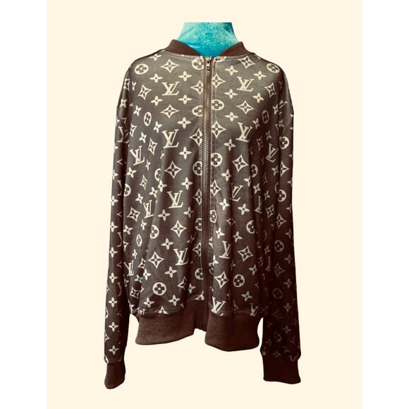 JACKET: Brown & Tan Monogram Design w/Zipper NWT - Picture 1 of 13